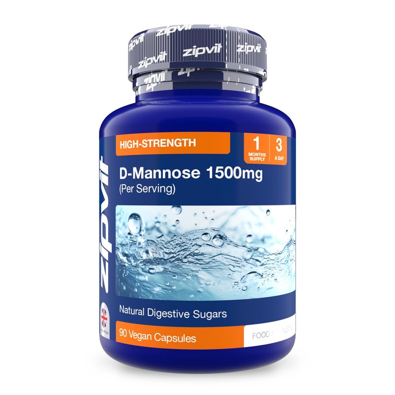 Zipvit D-Mannose Capsules, 1500mg High Strength Supplement for Men and Women, 90 Vegan Capsules for Daily Wellness